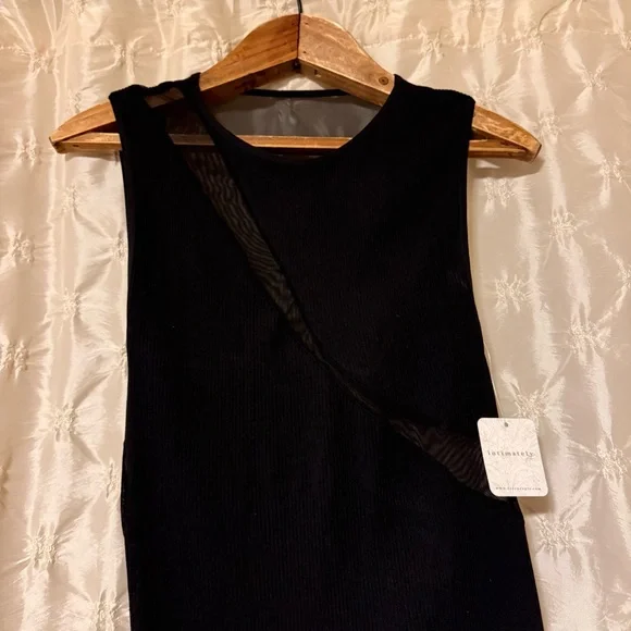 Intimately Free People Black Hide and Seek Ribbed Mesh Bodycon Dress Sleeveless - Picture 4 of 14